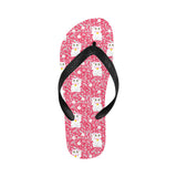 Maneki neko cat sakura pink background Unisex Flip Flops