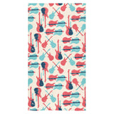 Red Blue guitar pattern Bath Towel