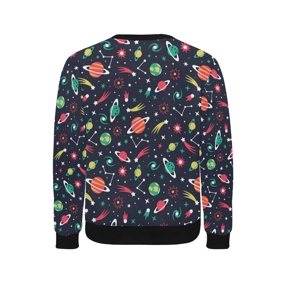 colorful space pattern planet star Men's Crew Neck Sweatshirt