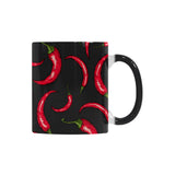 Chili peppers pattern black background Morphing Mug Heat Changing Mug