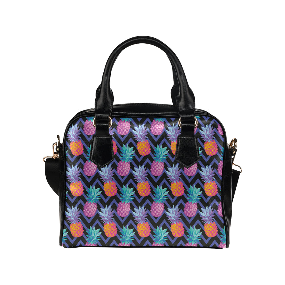 Pineapples pattern zigzag background Shoulder Handbag