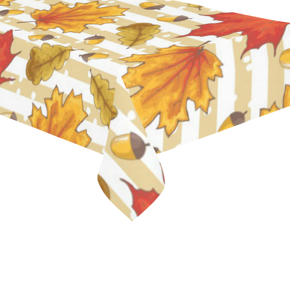 Maple leaf oak leaf acorns beige striped backgroun Tablecloth