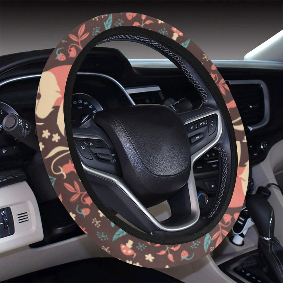 fox leaves mushroom pattern Car Steering Wheel Cover