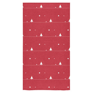 Christmas tree star snow red background Bath Towel