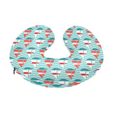 Red White sailboat wave background U-Shaped Travel Neck Pillow