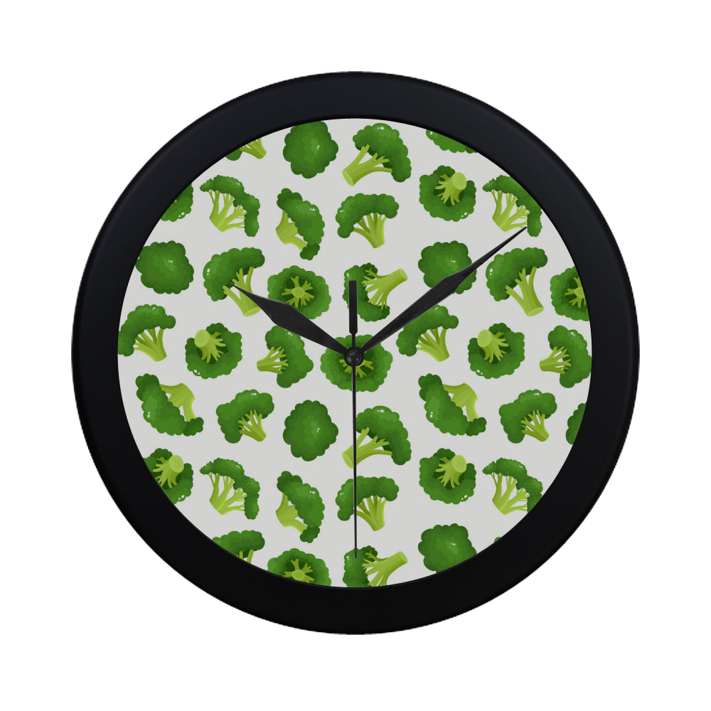 Cute broccoli pattern Elegant Black Wall Clock