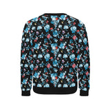 Skull flower roses leave pattern Men's Crew Neck Sweatshirt