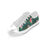 Parrot Palm tree leaves flower hibiscus pattern Men's Low Top Shoes White