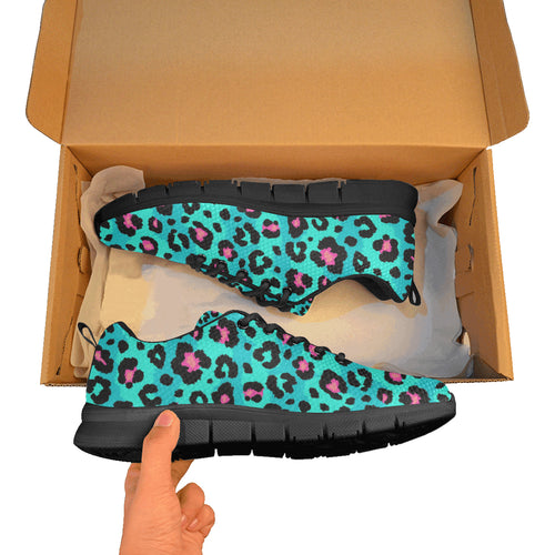 Green leopard skin print pattern Women's Sneaker Shoes