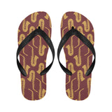 Hand drawn gold saxophone red background Unisex Flip Flops