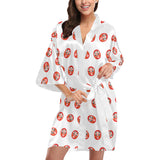 Daruma japanese wooden doll pattern Women's Short Kimono Robe
