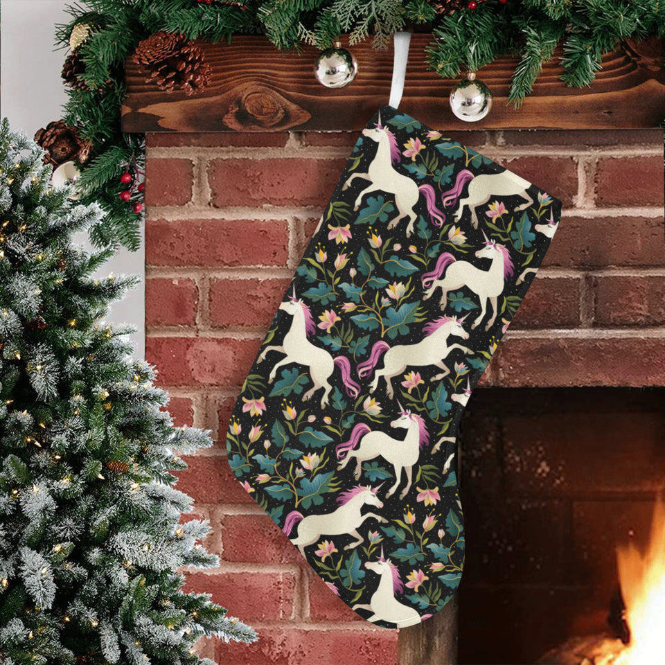 Unicorns forest background Christmas Stocking