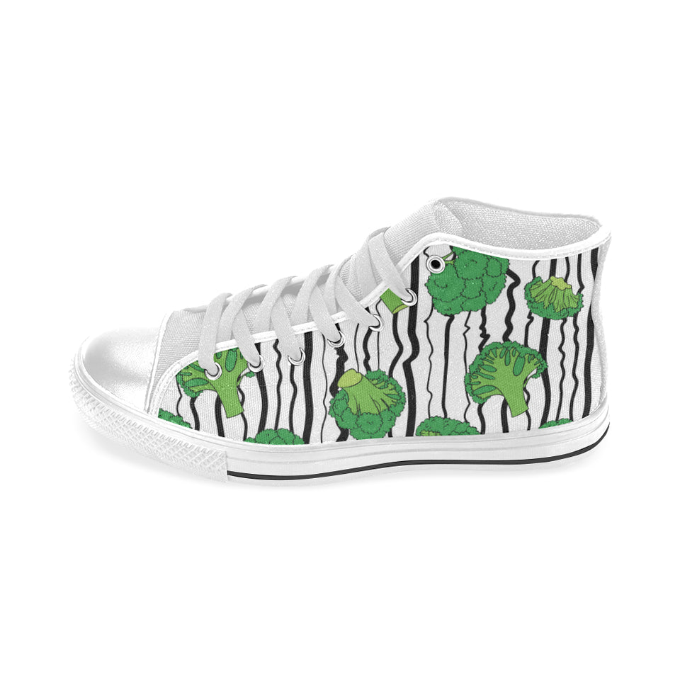 Cool Broccoli pattern Men's High Top Canvas Shoes White
