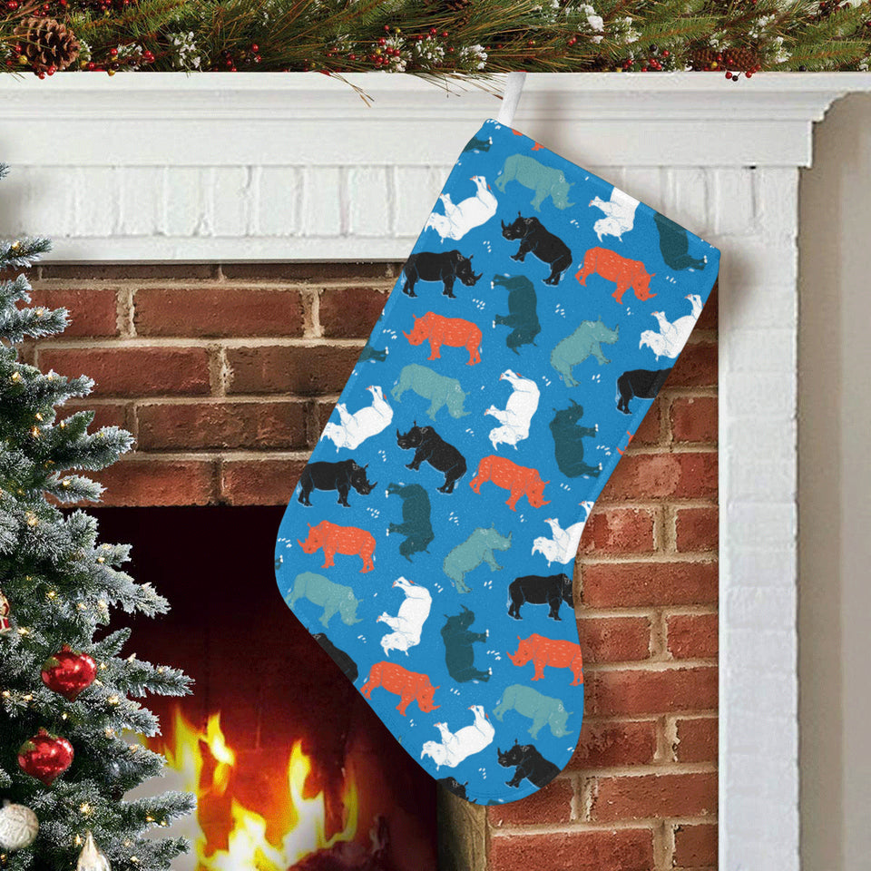 Colorful rhino pattern Christmas Stocking