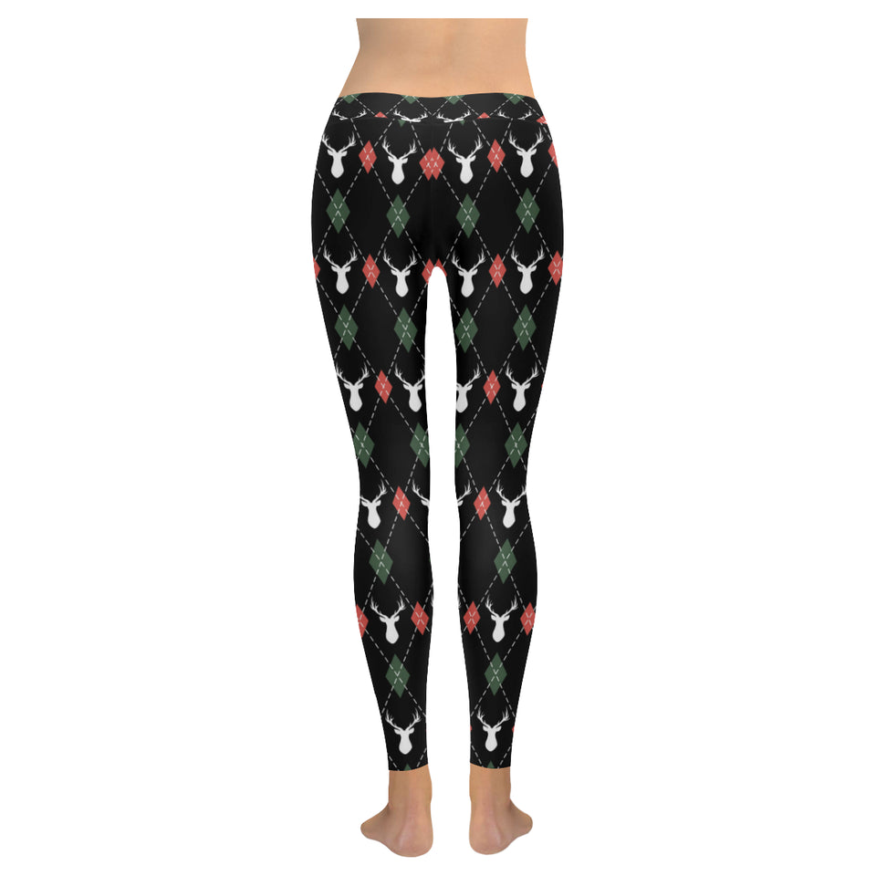 Deer Christmas new year pattern argyle Women's Legging Fulfilled In US