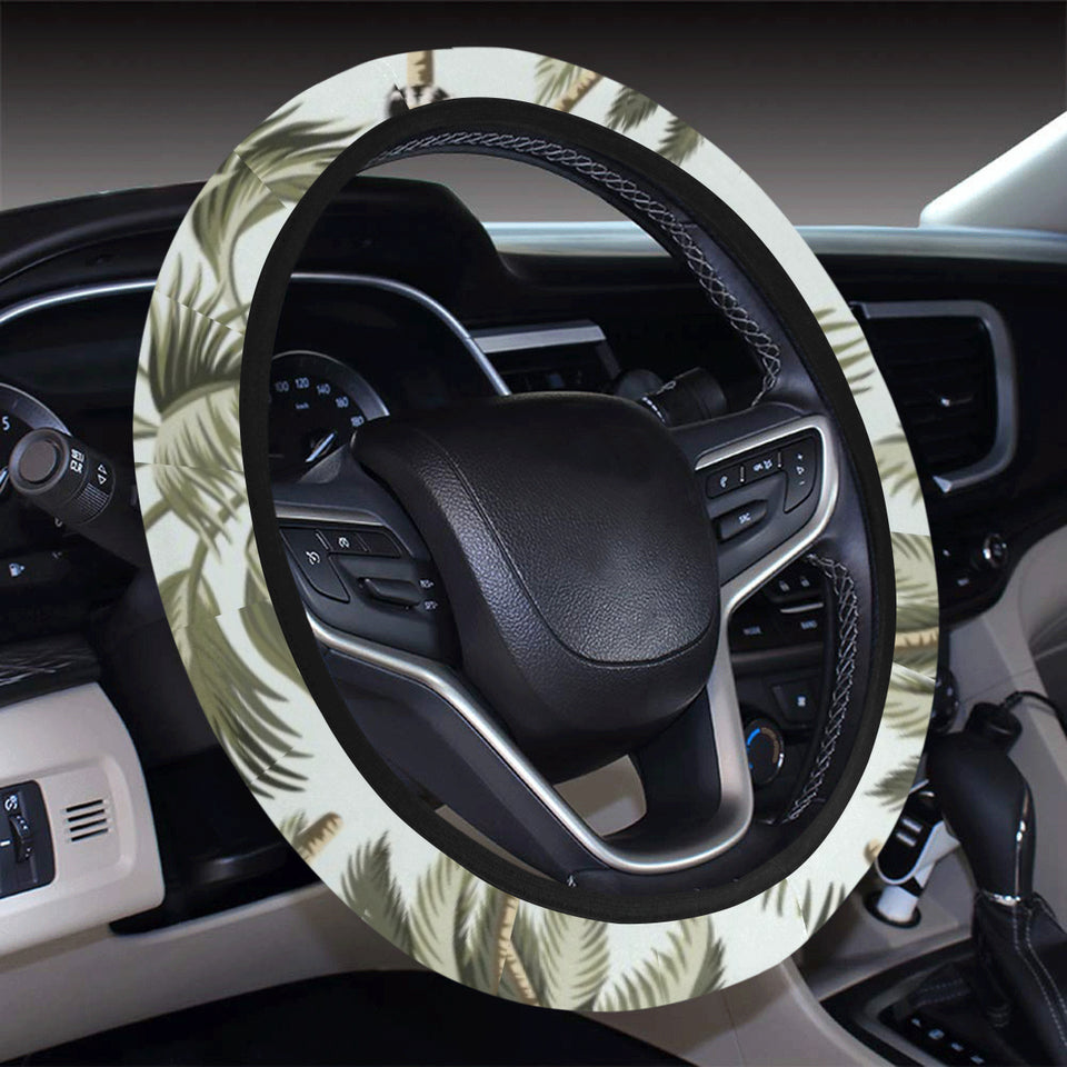 Monkey sloth lemur palm trees pattern Car Steering Wheel Cover
