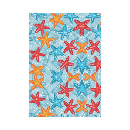 Blue red orange starfish pattern House Flag Garden Flag