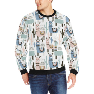 lama Alpaca cactus hand drawn pattern Men's Crew Neck Sweatshirt