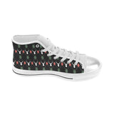 Deer Christmas new year pattern argyle Women's High Top Canvas Shoes White