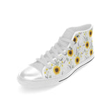 beautiful sunflowers pattern Men's High Top Canvas Shoes White