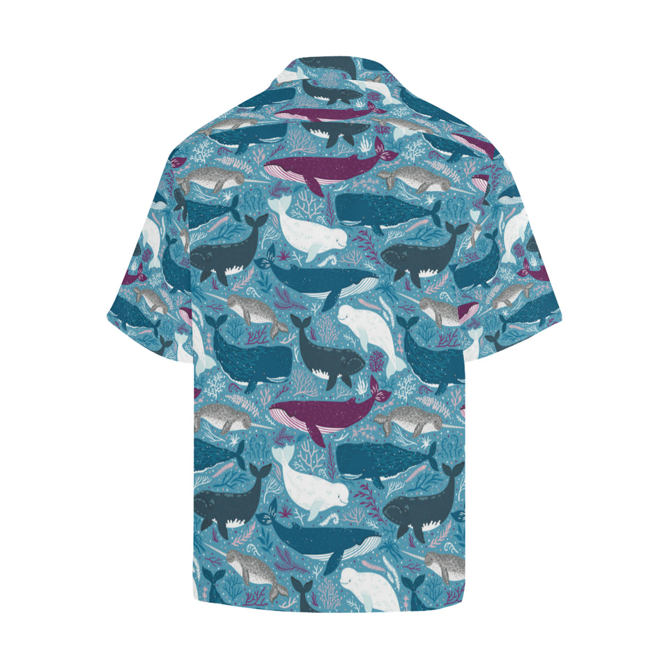 Whale design pattern Men's All Over Print Hawaiian Shirt