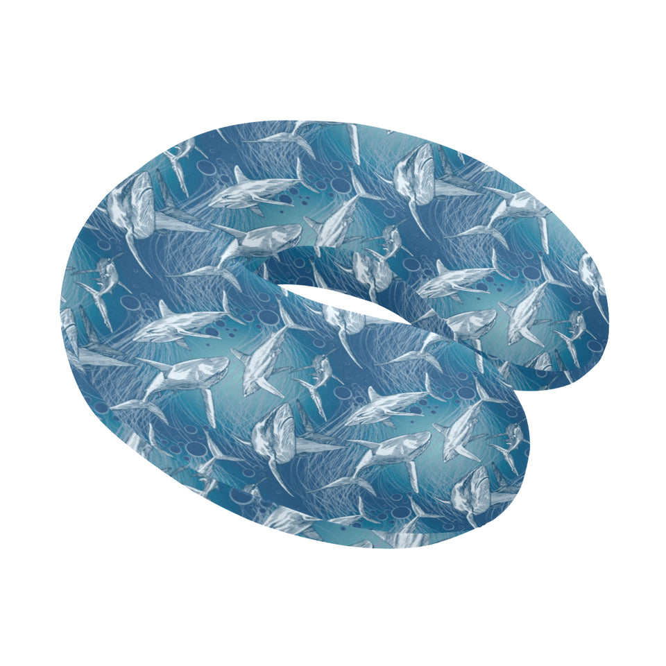 Shark hand drawn U-Shaped Travel Neck Pillow