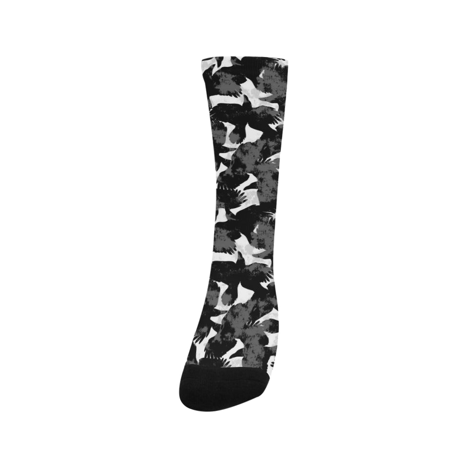 Crow illustration pattern Crew Socks