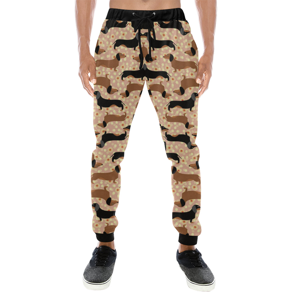 Dachshund floral background Unisex Casual Sweatpants