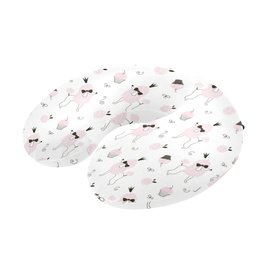 Poodle dog rose cake pattern U-Shaped Travel Neck Pillow