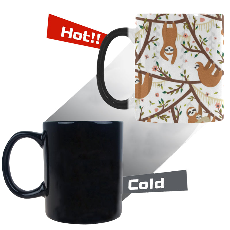 Sloths hanging on the tree pattern Morphing Mug Heat Changing Mug