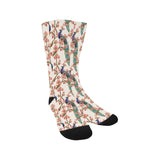 Peacock tropical flower pattern Crew Socks