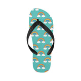 Rainbow pattern green background Unisex Flip Flops