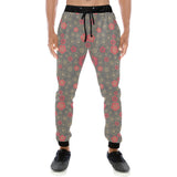 Red gold Sakura cherry blossom gray background Unisex Casual Sweatpants