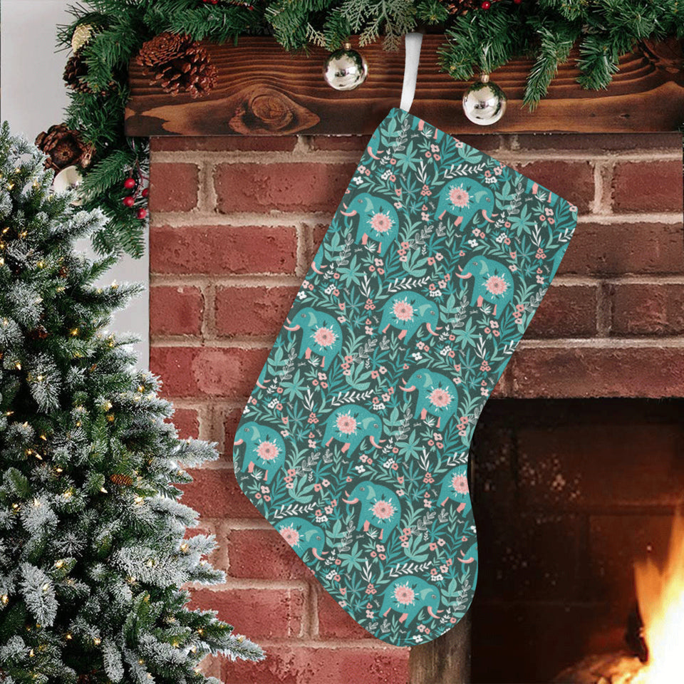 Elephants jungle pattern Christmas Stocking