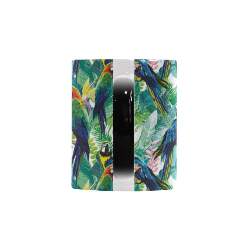 Colorful parrot exotic flower leaves Morphing Mug Heat Changing Mug