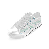 Crocodile diver pattern Men's Low Top Canvas Shoes White