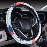 Strawberry pattern blue lines background Car Steering Wheel Cover