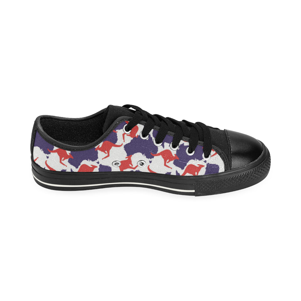 Kangaroo Australian pattern Men's Low Top Canvas Shoes Black
