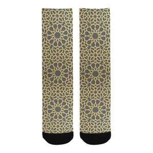 arabic star gold pattern Crew Socks