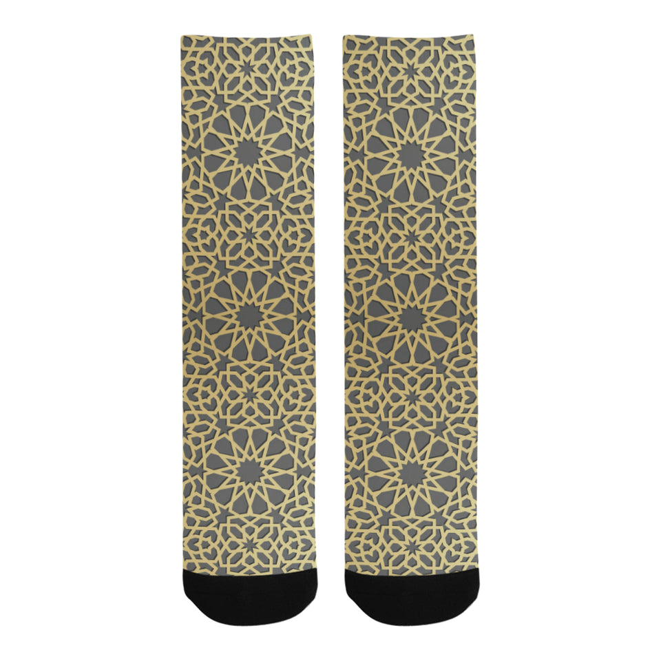 arabic star gold pattern Crew Socks