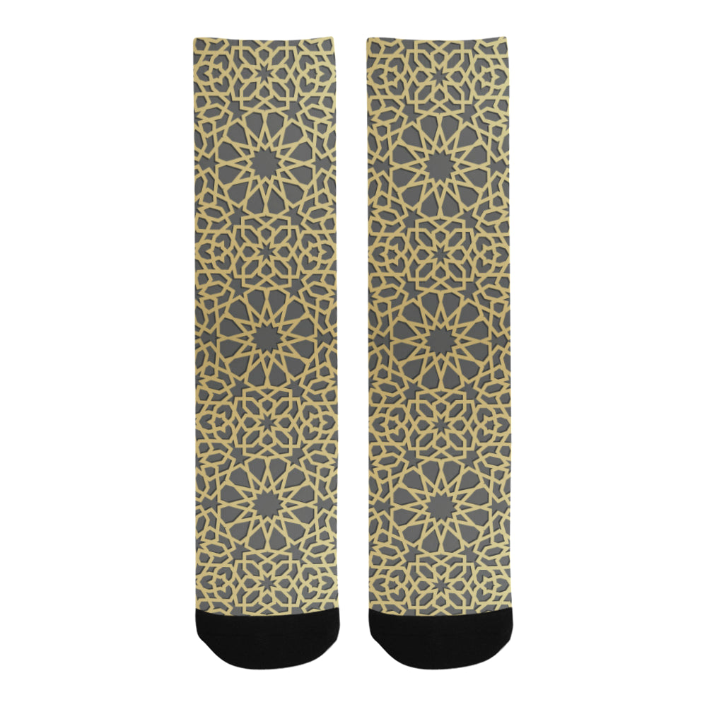 arabic star gold pattern Crew Socks