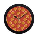 Oranges pattern red background Elegant Black Wall Clock