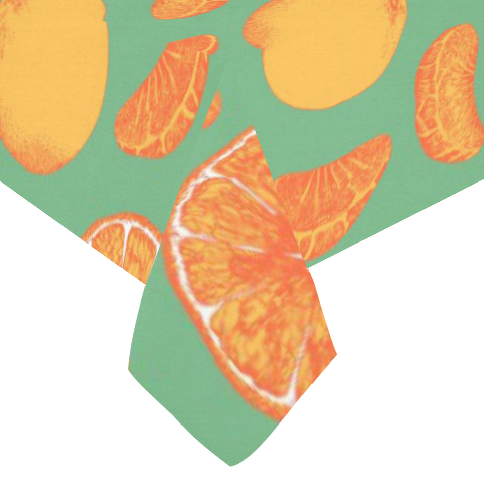orange fruit pattern green background Tablecloth