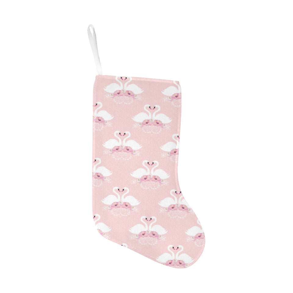White swan and flower love pattern Christmas Stocking