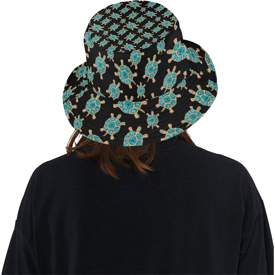 Sea turtle blue stone pattern Unisex Bucket Hat
