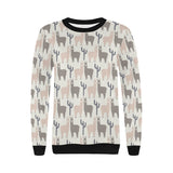 Llama Alpaca pattern Women's Crew Neck Sweatshirt