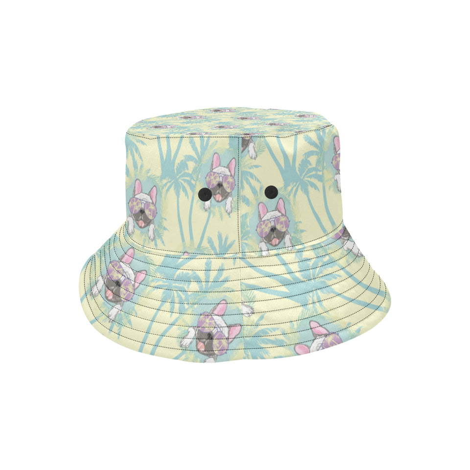 French bulldog hawaii blackground Unisex Bucket Hat