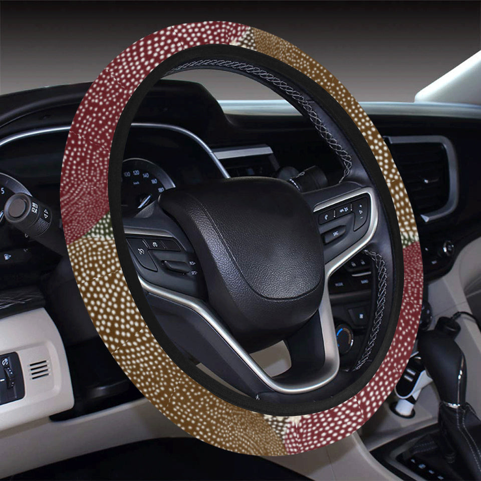 Japanese cranes flying forest dot pattern Car Steering Wheel Cover