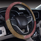 Japanese cranes flying forest dot pattern Car Steering Wheel Cover