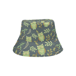 Cute owls leaves pattern Unisex Bucket Hat